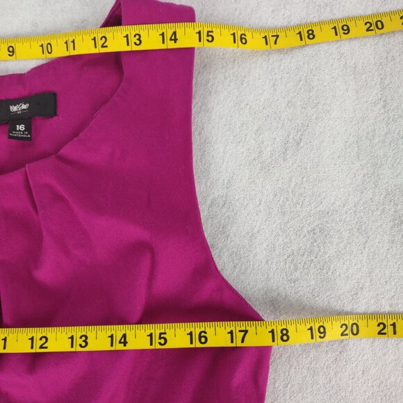 Mossimo Magenta Cotton Blend Pleated Sleeveless Sheath Back Zip Dress 16 - Picture 9 of 11